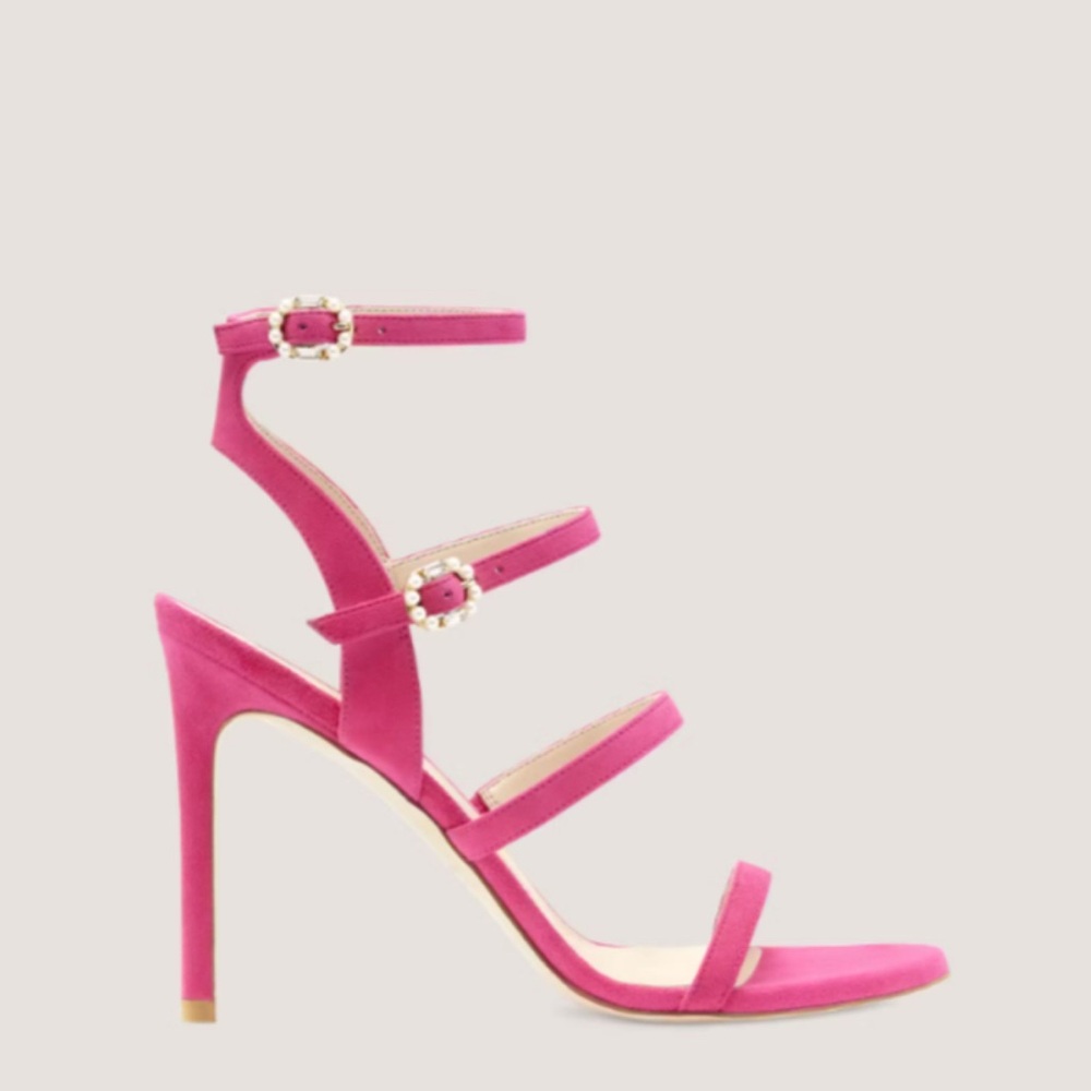Stuart Weitzman Pink Strappy Heels for Glamorous Evenings